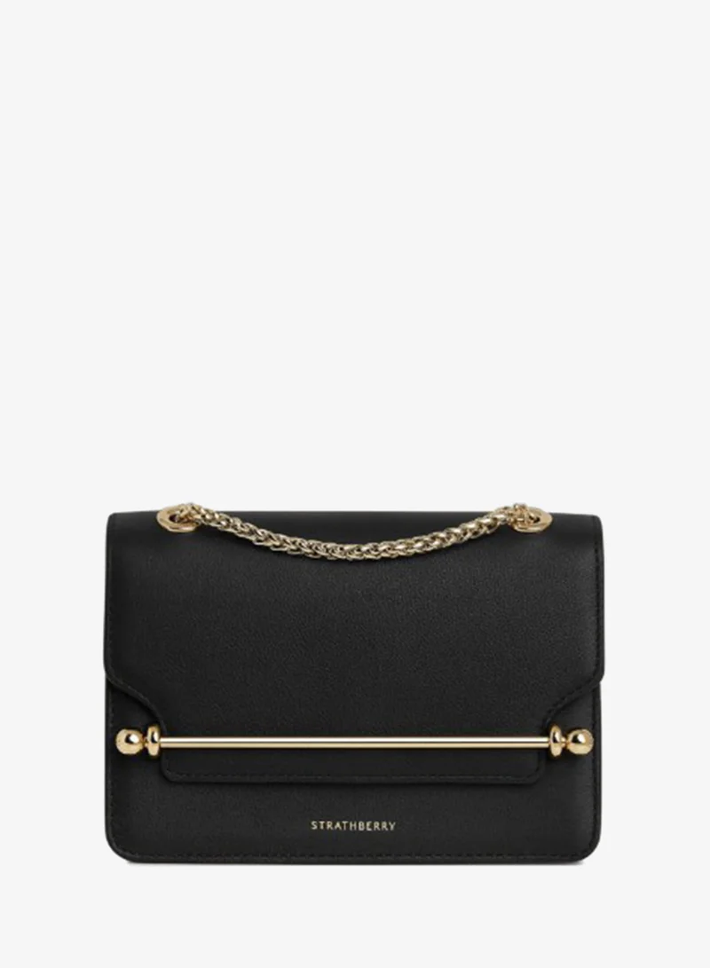 Logo Embossed Leather Top Handle Bag